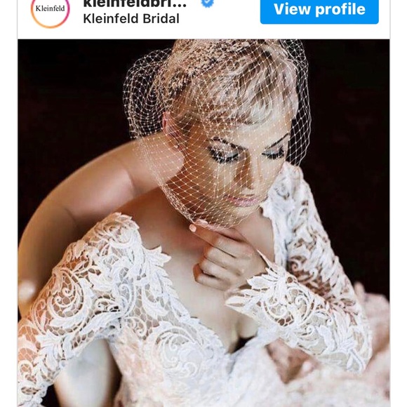 Kleinfeld Bird Cage veil with rhinestones and flower headpiece - Picture 6 of 6